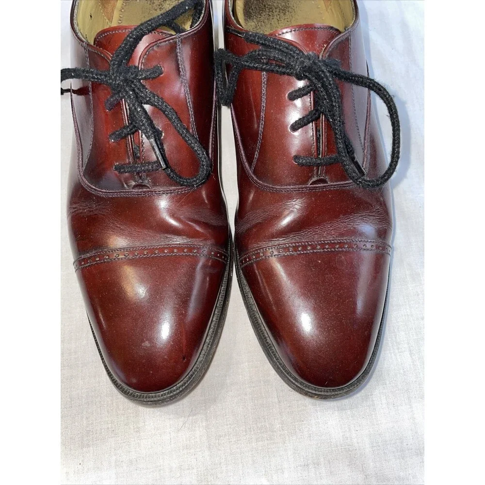 Johnston & Murphy Captoe Dress Shoes Mens Size 9 N Burgundy Leather Oxfords
